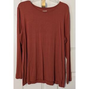 Chico's Rust Long Sleeve Shirt Size 3 Russet Paprika Fall Top XL Rayon Knit